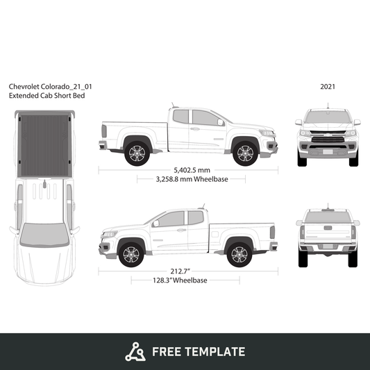 2021 Chevy Colorado free vector vehicle wrap template - GravBase