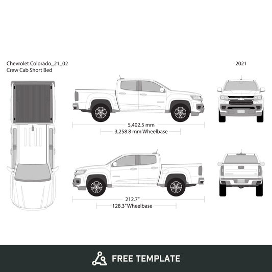 2021 Chevy Colorado free vector vehicle wrap template - GravBase