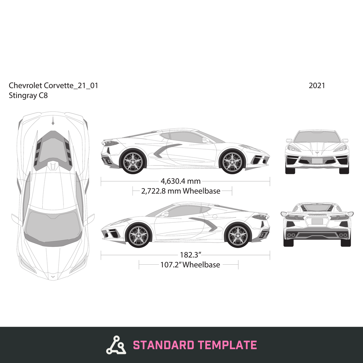2021 Chevy Corvette vector wrap template, Design-Ready PDF - GravBase