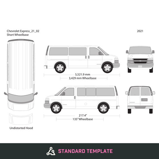 2021 Chevy Express vector wrap template V02, Design-Ready PDF - GravBase