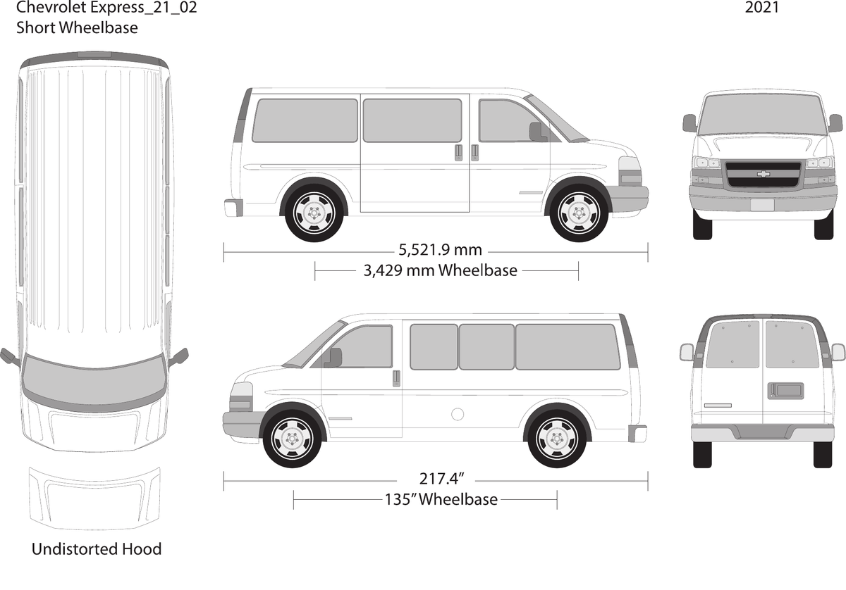2021 Chevy Express vector wrap template V02, Design-Ready PDF - GravBase