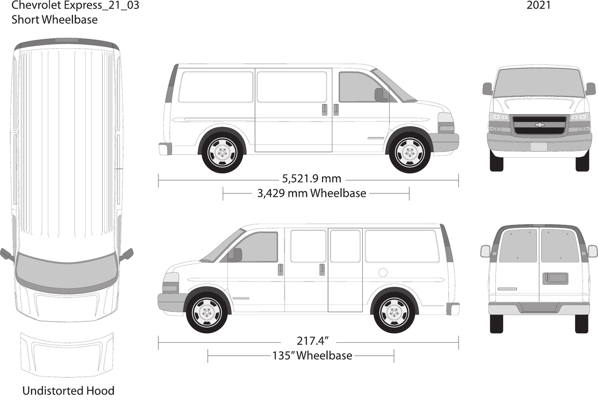 2021 Chevy Express vector wrap template V03, Design-Ready PDF - GravBase