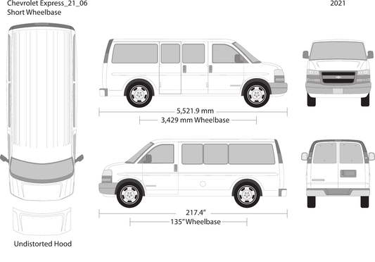 2021 Chevy Express vector wrap template V06, Design-Ready PDF - GravBase