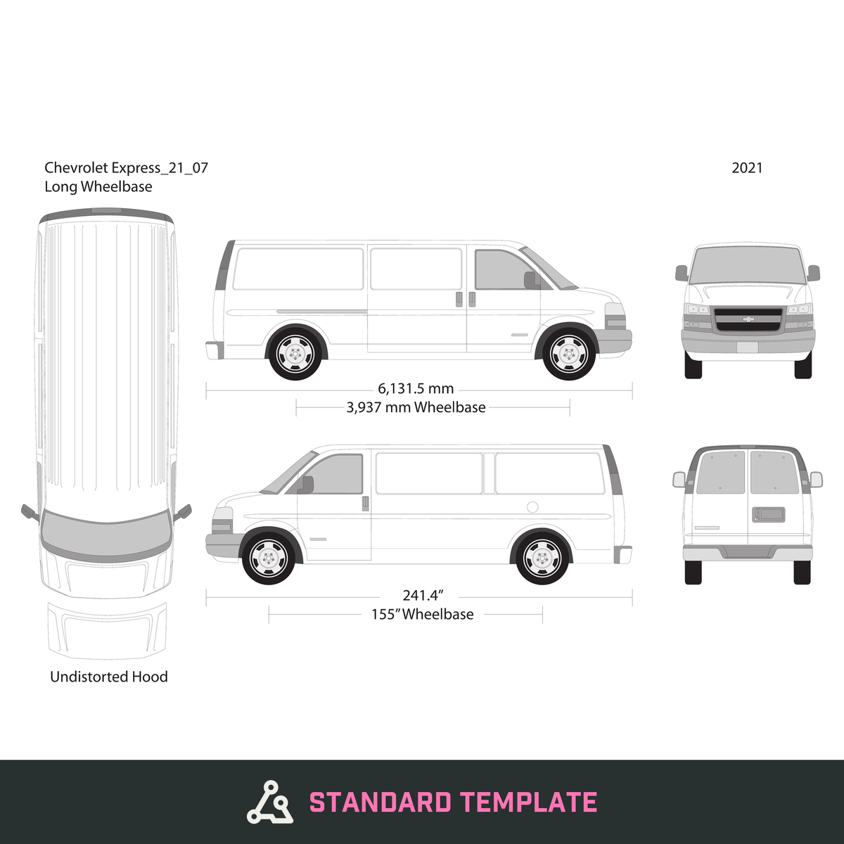 2021 Chevy Express vector wrap template V07, Design-Ready PDF - GravBase