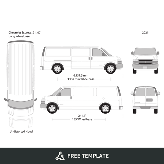 2021 Chevy Express free vector vehicle wrap template - GravBase