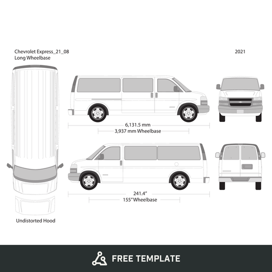 2021 Chevy Express free vector vehicle wrap template - GravBase