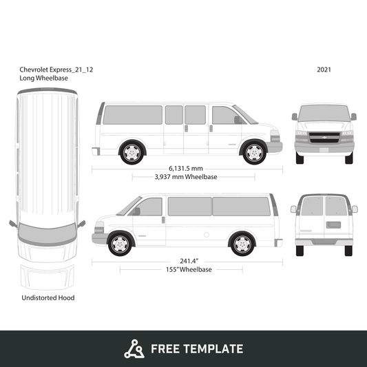 2021 Chevy Express free vector vehicle wrap template - GravBase
