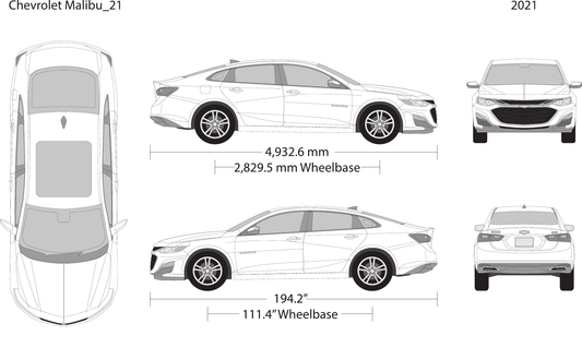 2021 Chevy Malibu vector wrap template, Design-Ready PDF - GravBase