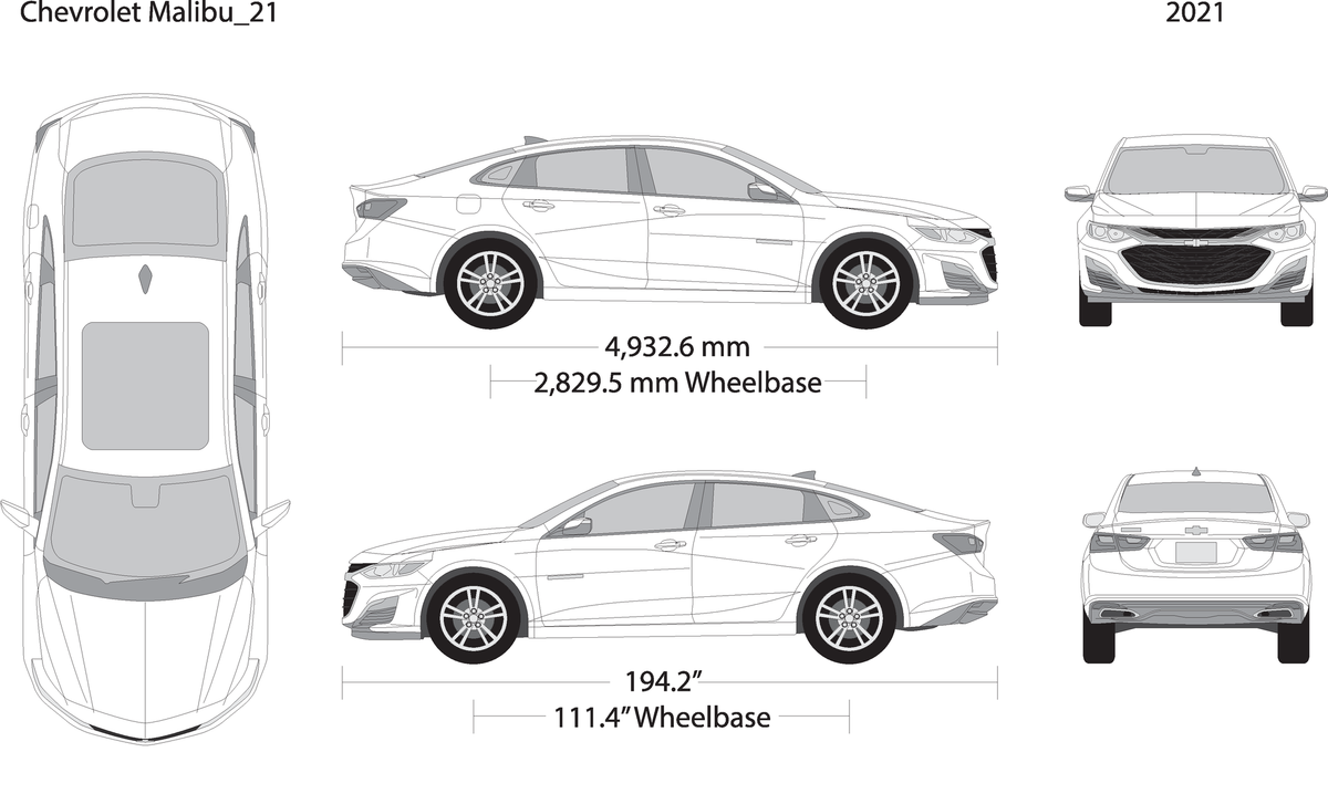 2021 Chevy Malibu V21 Vehicle Wrap Template