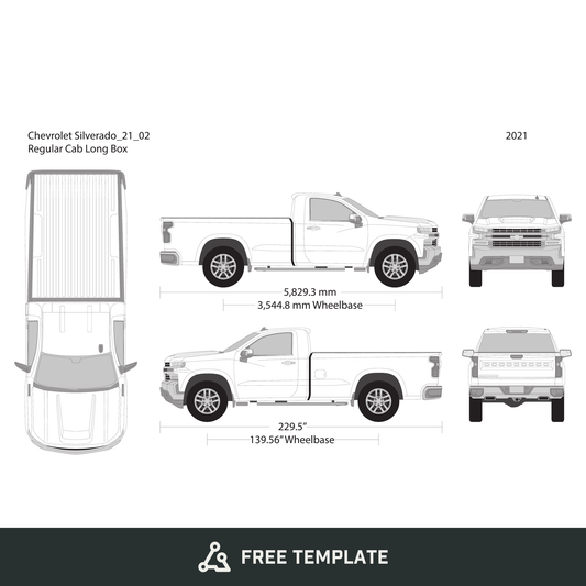 2021 Chevy Silverado 1500 free vector vehicle wrap template - GravBase