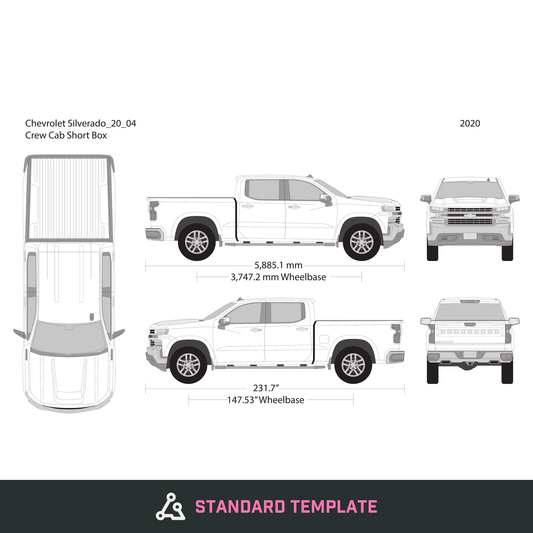 2021 Chevy Silverado 1500 vector wrap template V04, Design-Ready PDF - GravBase