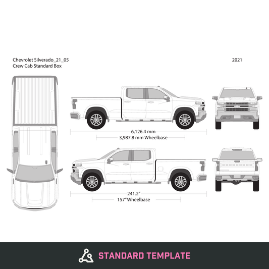 2021 Chevy Silverado 1500 vector wrap template V05, Design-Ready PDF - GravBase