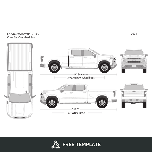 2021 Chevy Silverado 1500 free vector vehicle wrap template - GravBase