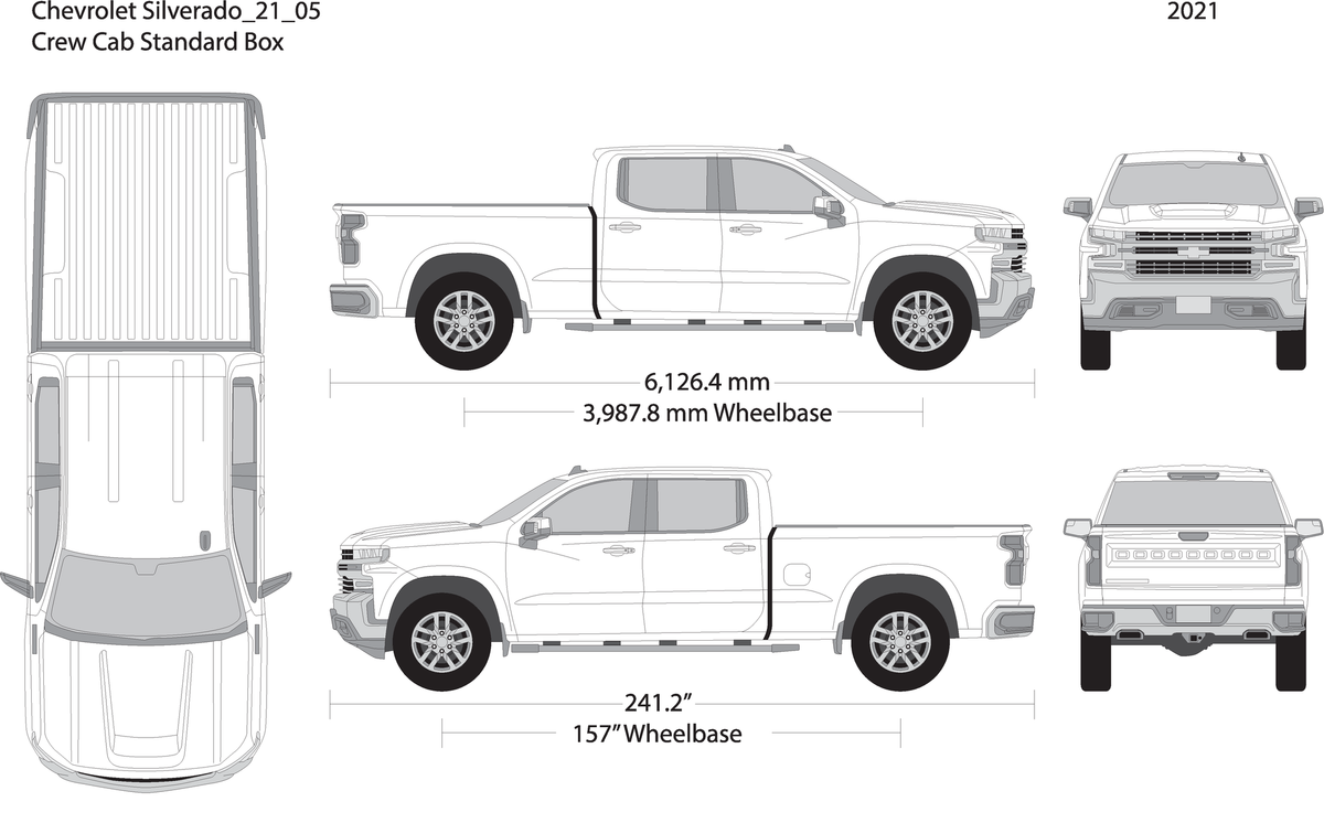 2021 Chevy Silverado 1500 V05 Vehicle Wrap Template