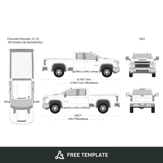 2021 Chevy Silverado 2500-3500 HD free vector vehicle wrap template - GravBase