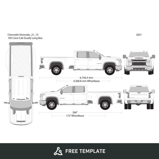 2021 Chevy Silverado 2500-3500 HD free vector vehicle wrap template - GravBase