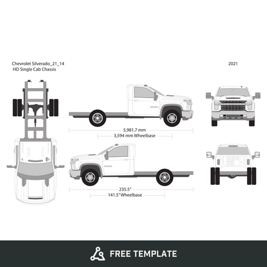 2021 Chevy Silverado 2500-3500 HD free vector vehicle wrap template - GravBase