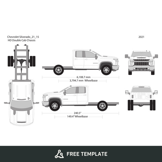 2021 Chevy Silverado 2500-3500 HD free vector vehicle wrap template - GravBase