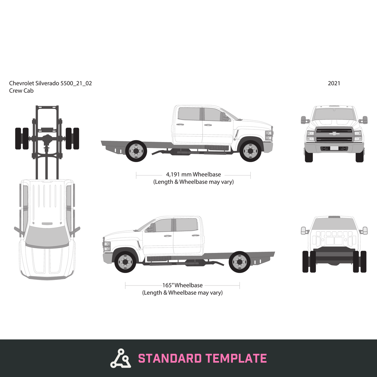 2021 Chevy Siverado 5500 vector wrap template V02, Design-Ready PDF - GravBase