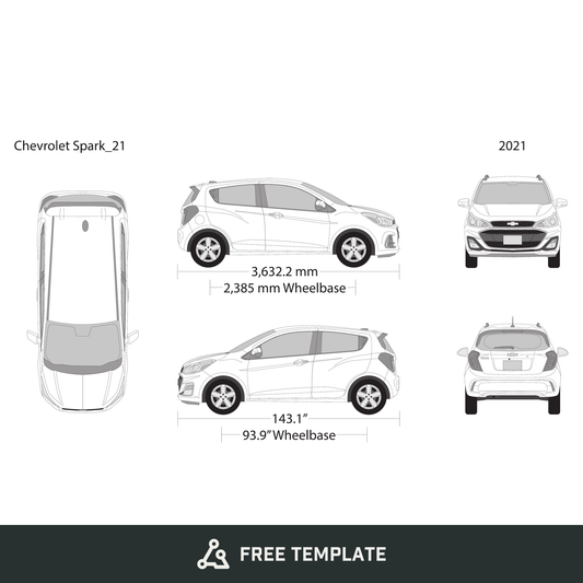 2021 Chevy Spark free vector vehicle wrap template - GravBase