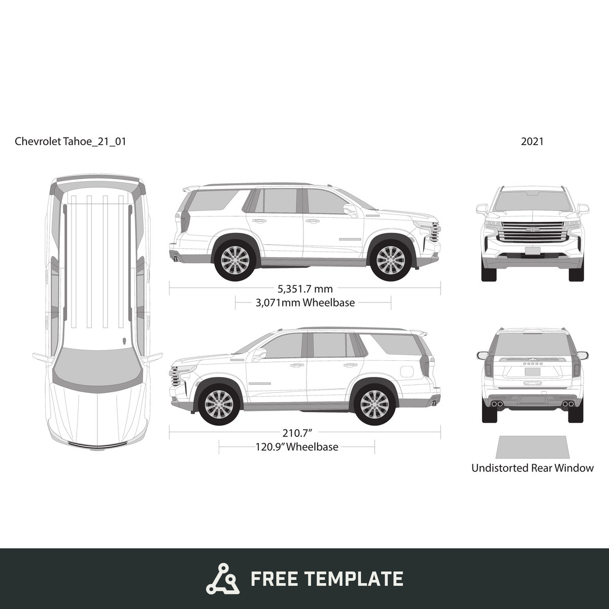 2021 Chevy Tahoe free vector vehicle wrap template - GravBase