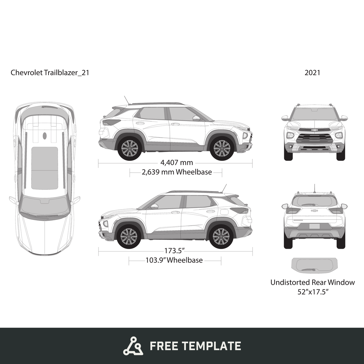 2021 Chevy Trailblazer free vector vehicle wrap template - GravBase