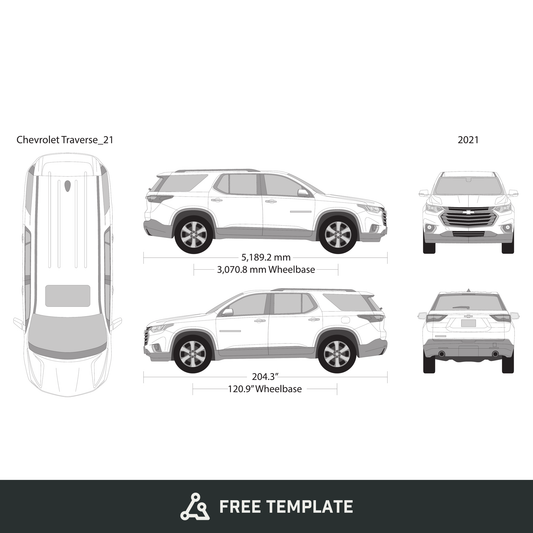 2021 Chevy Traverse free vector vehicle wrap template - GravBase