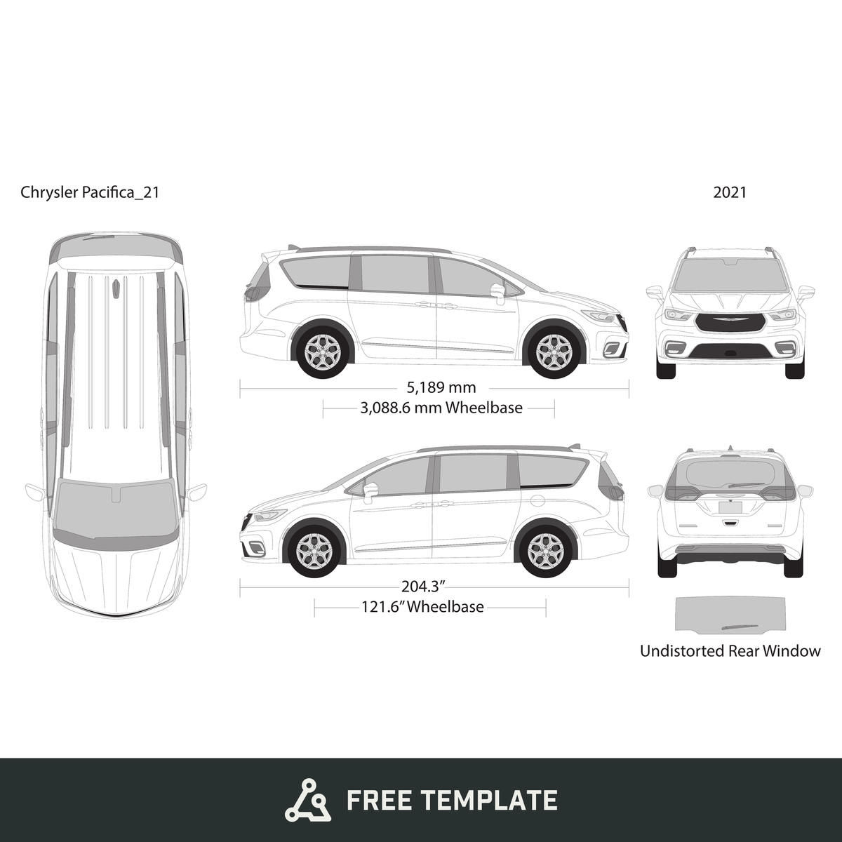 2021 Chrysler Pacifica free vector vehicle wrap template - GravBase