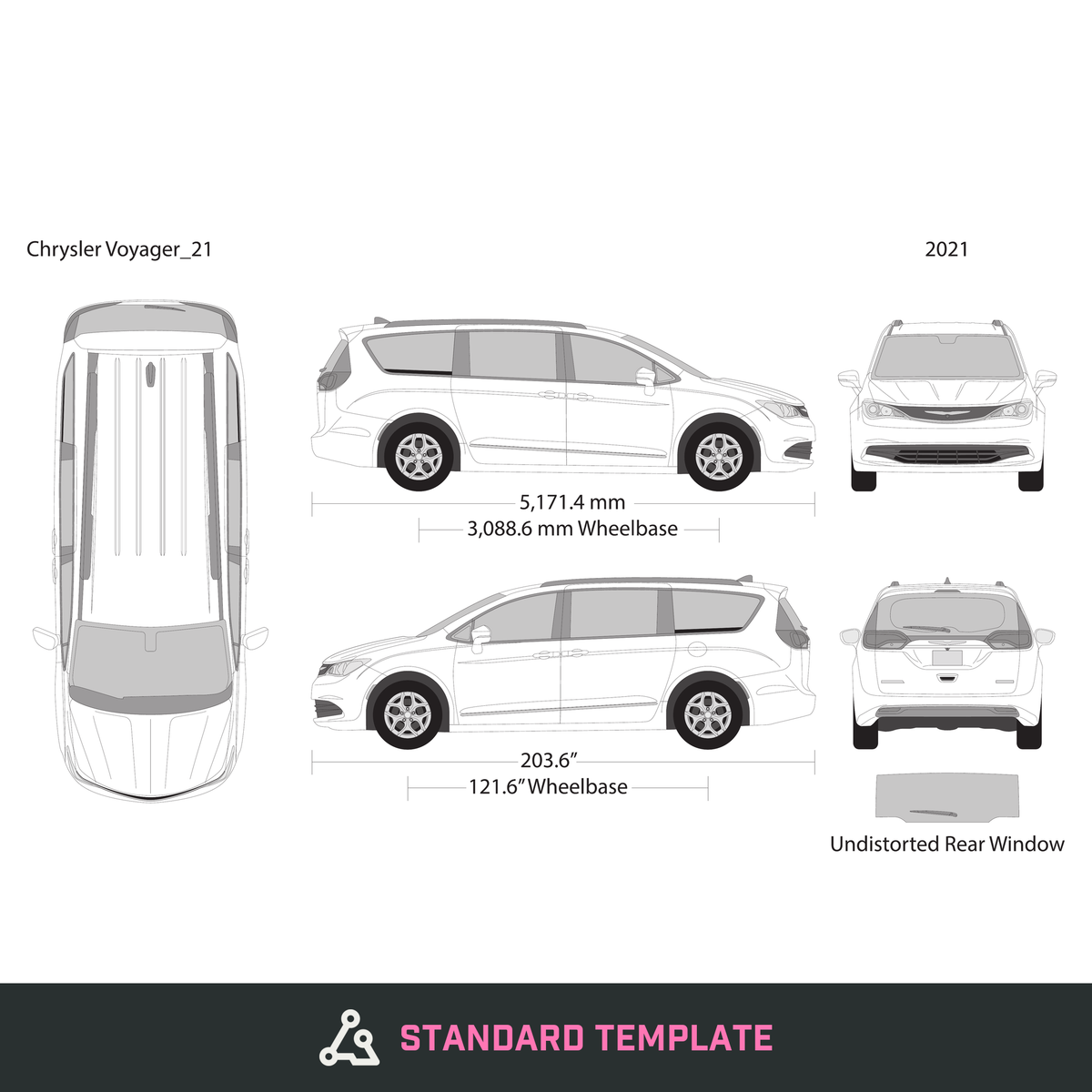 2021 Chrysler Voyager vector wrap template, Design-Ready PDF - GravBase