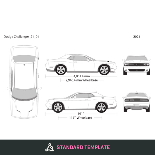 2021 Dodge Challenger vector wrap template, Design-Ready PDF - GravBase