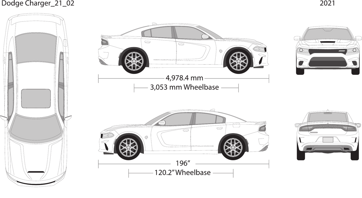 2021 Dodge Charger vector wrap template V02, Design-Ready PDF - GravBase