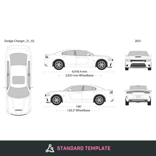 2021 Dodge Charger vector wrap template V02, Design-Ready PDF - GravBase