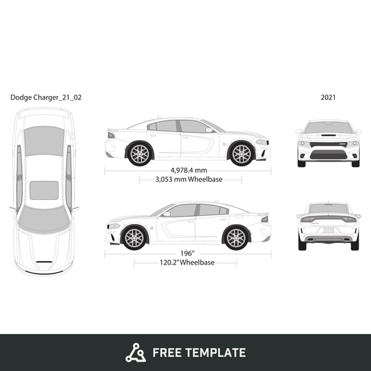 2021 Dodge Charger free vector vehicle wrap template - GravBase