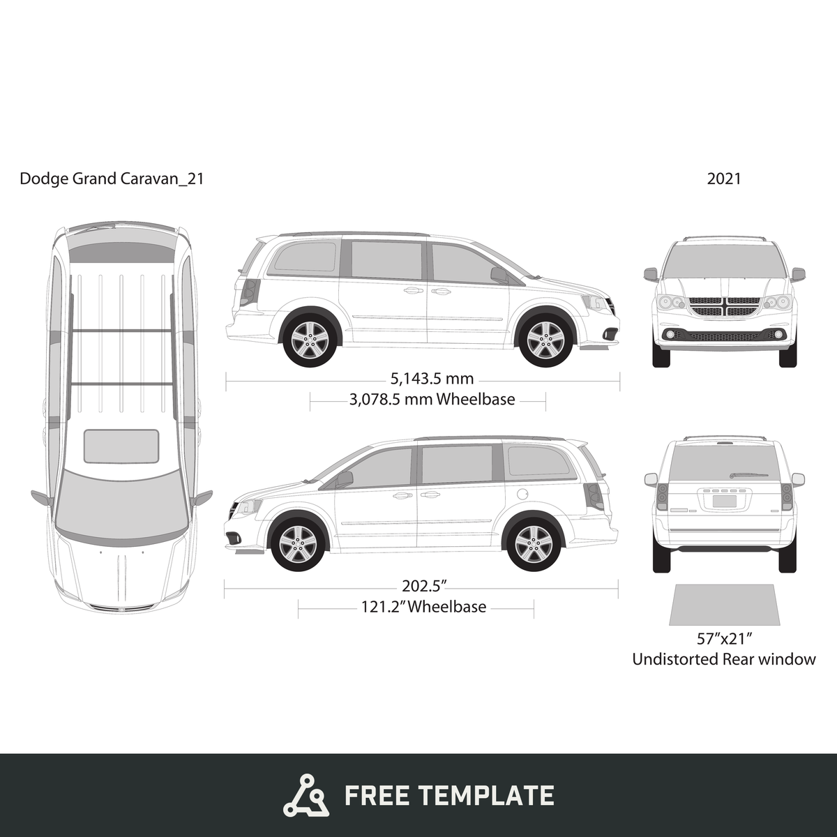 2021 Dodge Grand Caravan free vector vehicle wrap template - GravBase