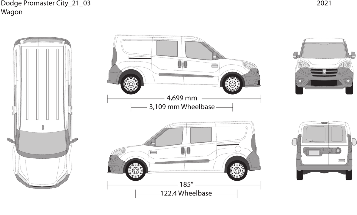 2021 Dodge Promaster City vector wrap template V03, Design-Ready PDF - GravBase