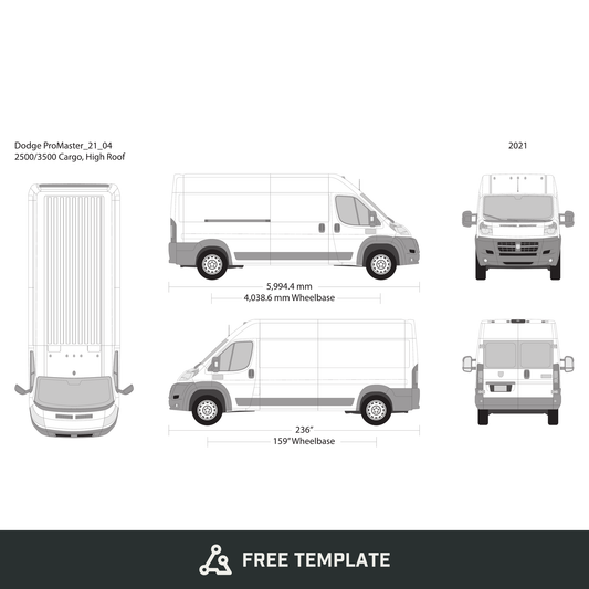 2021 Dodge Promaster free vector vehicle wrap template - GravBase