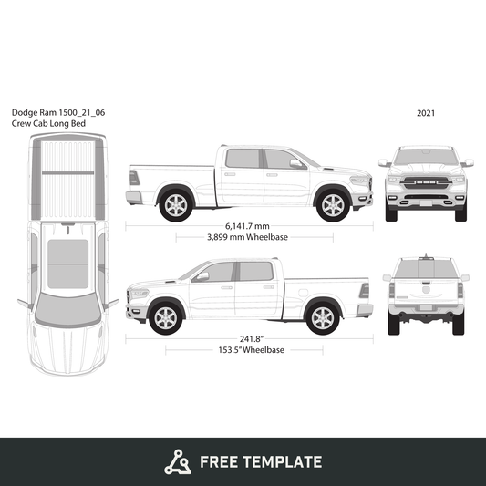 2021 Dodge Ram 1500 free vector vehicle wrap template - GravBase