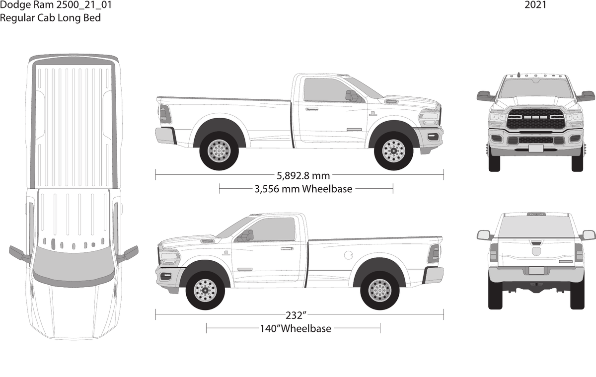 2021 Dodge Ram 2500_3500 vector wrap template V01, Design-Ready PDF - GravBase
