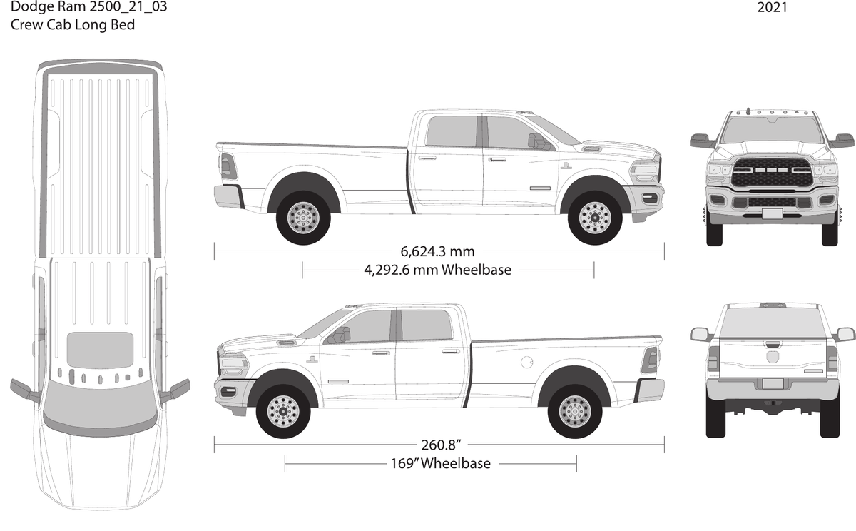 2021 Dodge Ram 2500_3500 vector wrap template V03, Design-Ready PDF - GravBase