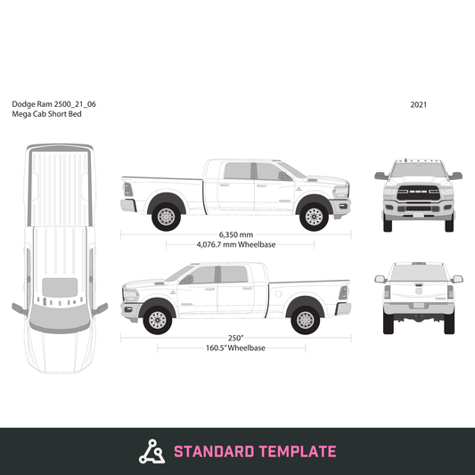 2021 Dodge Ram 2500_3500 vector wrap template V06, Design-Ready PDF - GravBase