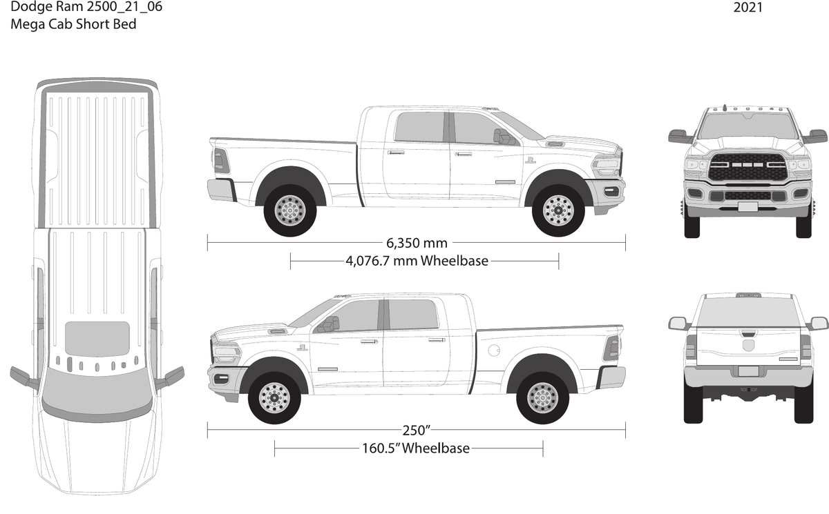 2021 Dodge Ram 2500_3500 vector wrap template V06, Design-Ready PDF - GravBase