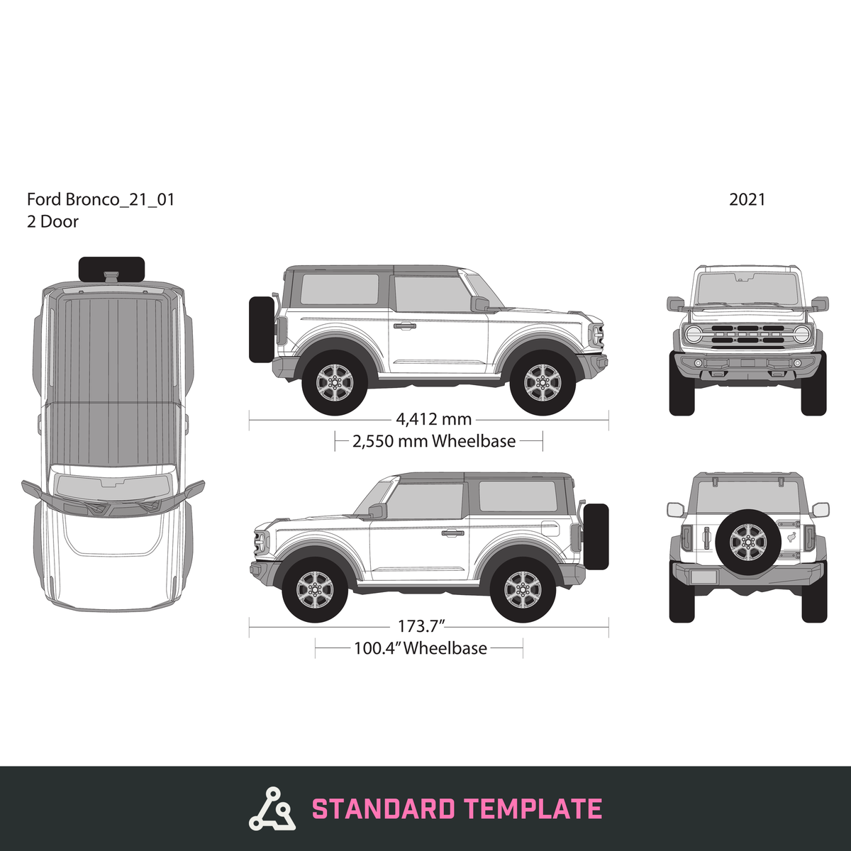 2021 Ford Bronco vector wrap template V01, Design-Ready PDF - GravBase