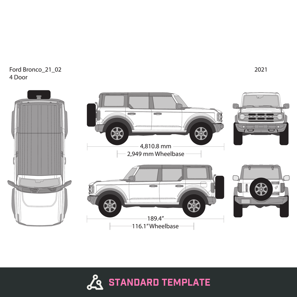2021 Ford Bronco vector wrap template V02, Design-Ready PDF - GravBase