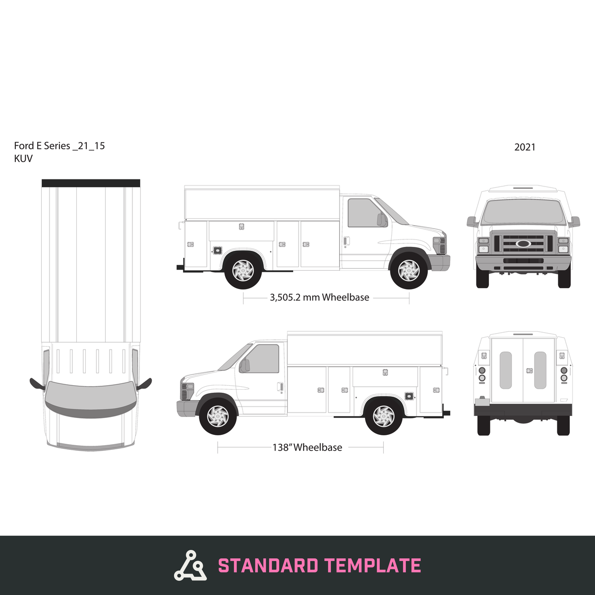 2021 Ford E Series vector wrap template V15, Design-Ready PDF - GravBase