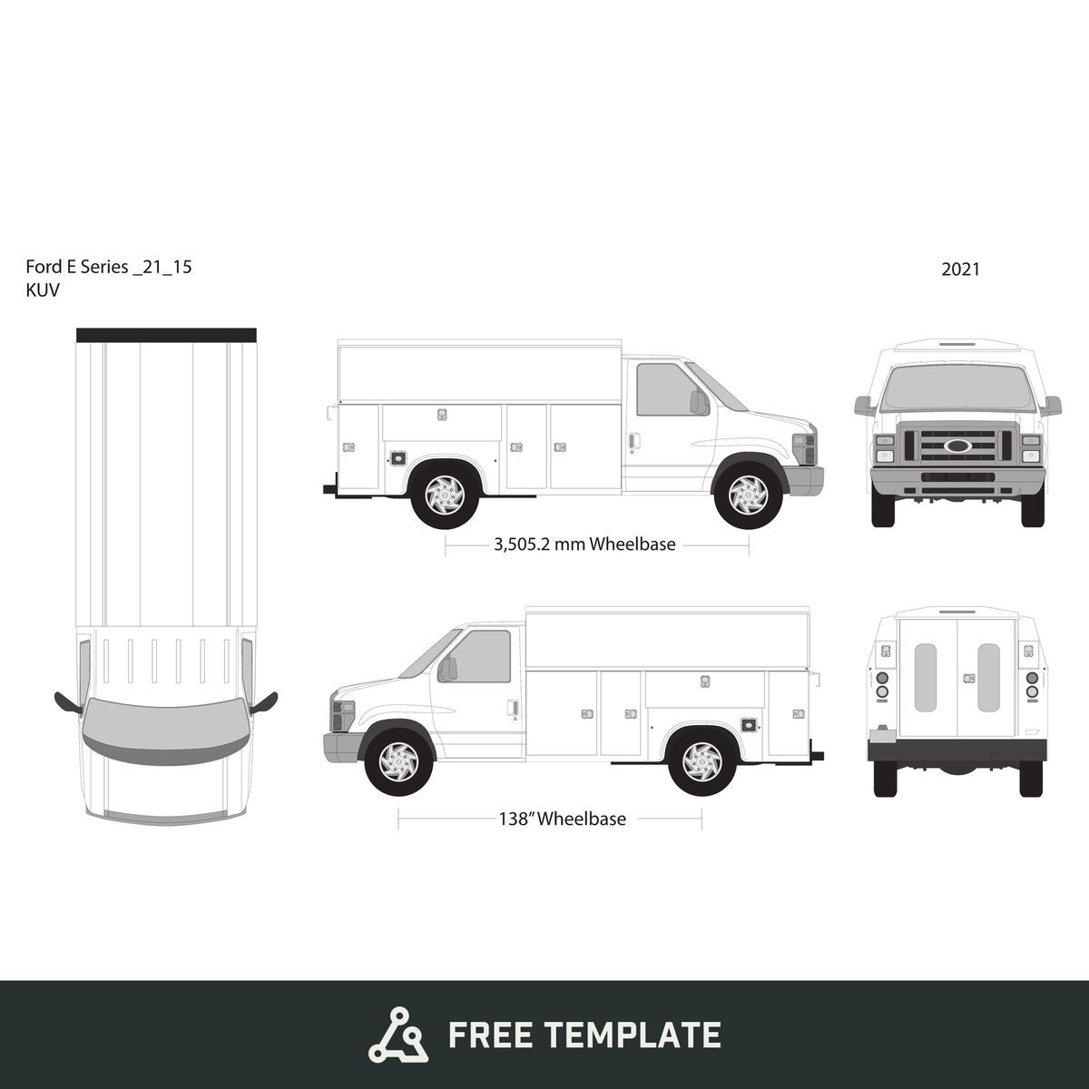 2021 Ford E Series free vector vehicle wrap template - GravBase