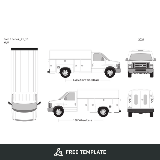 2021 Ford E Series free vector vehicle wrap template - GravBase