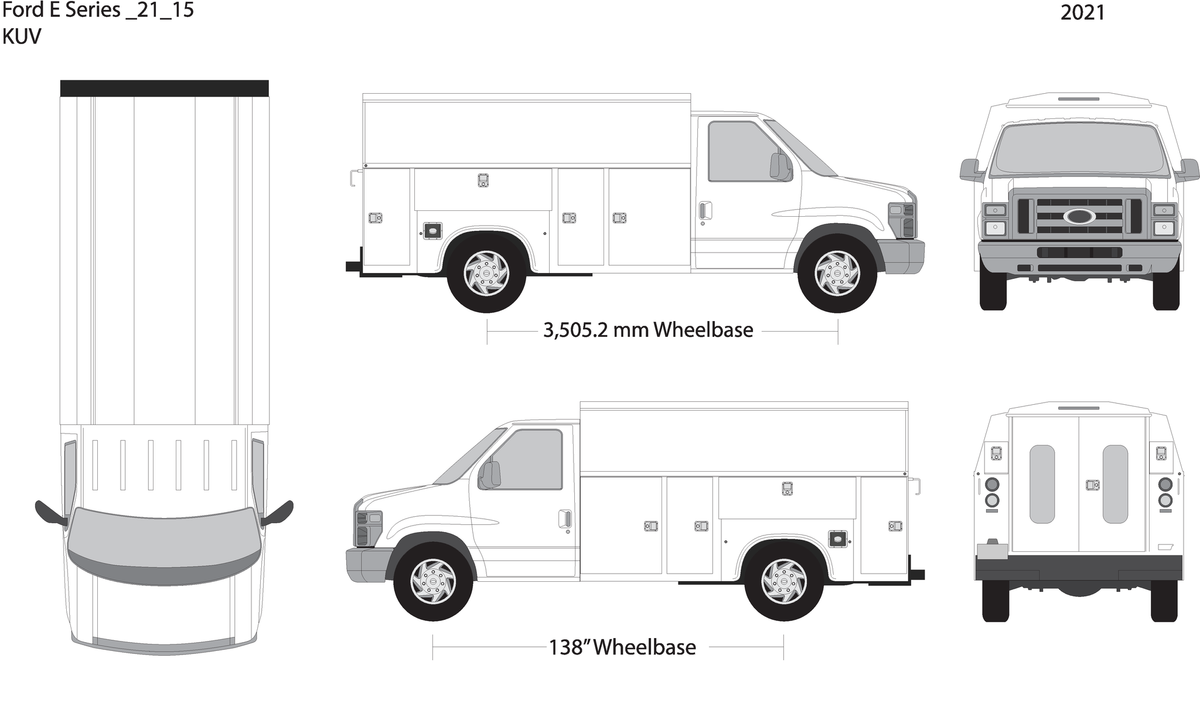 2021 Ford E Series V15 Vehicle Wrap Template