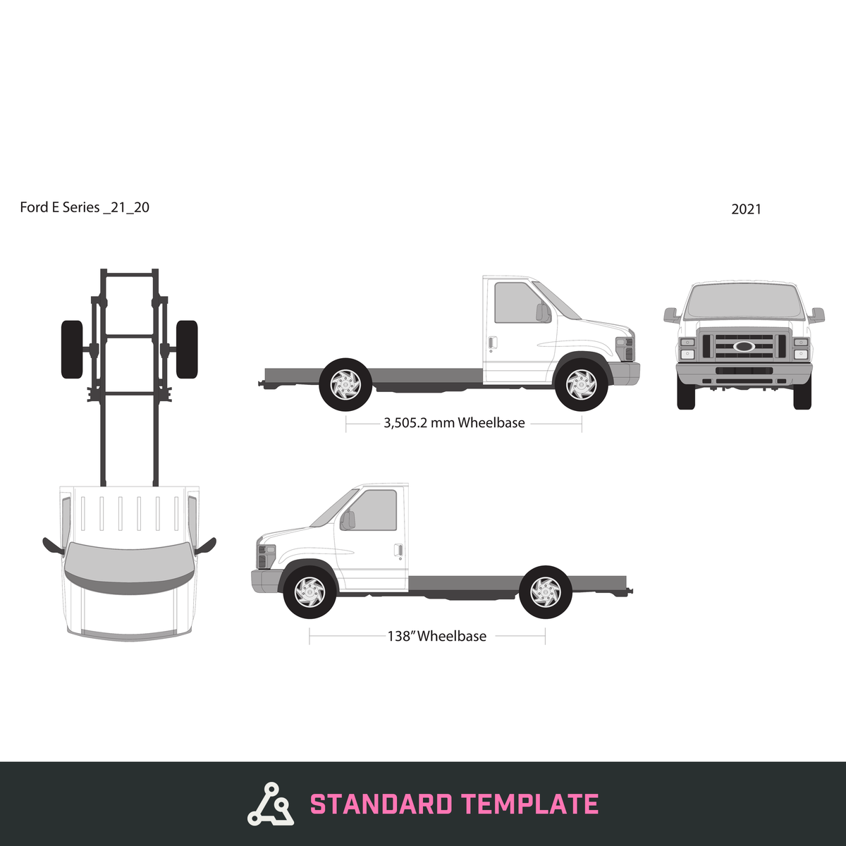 2021 Ford E Series vector wrap template V20, Design-Ready PDF - GravBase