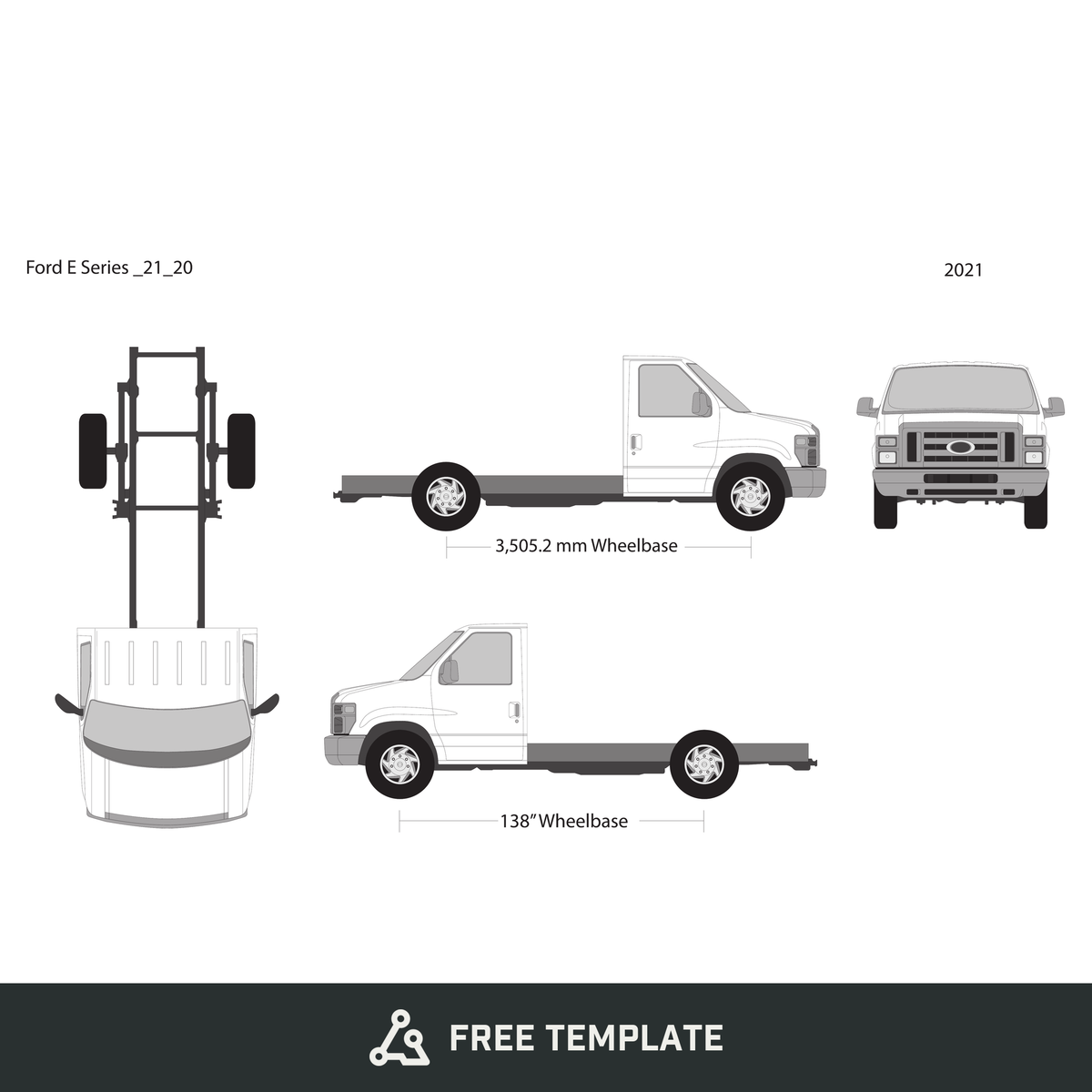 2021 Ford E Series free vector vehicle wrap template - GravBase