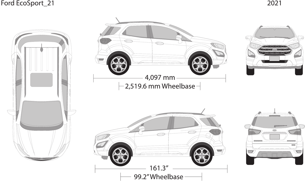 2021 Ford Ecosport vector wrap template, Design-Ready PDF - GravBase
